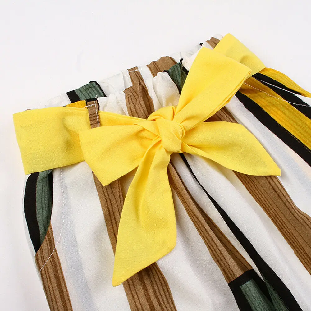 Детская летняя модная одежда для девочек Футболка с геометрическим рисунком топ