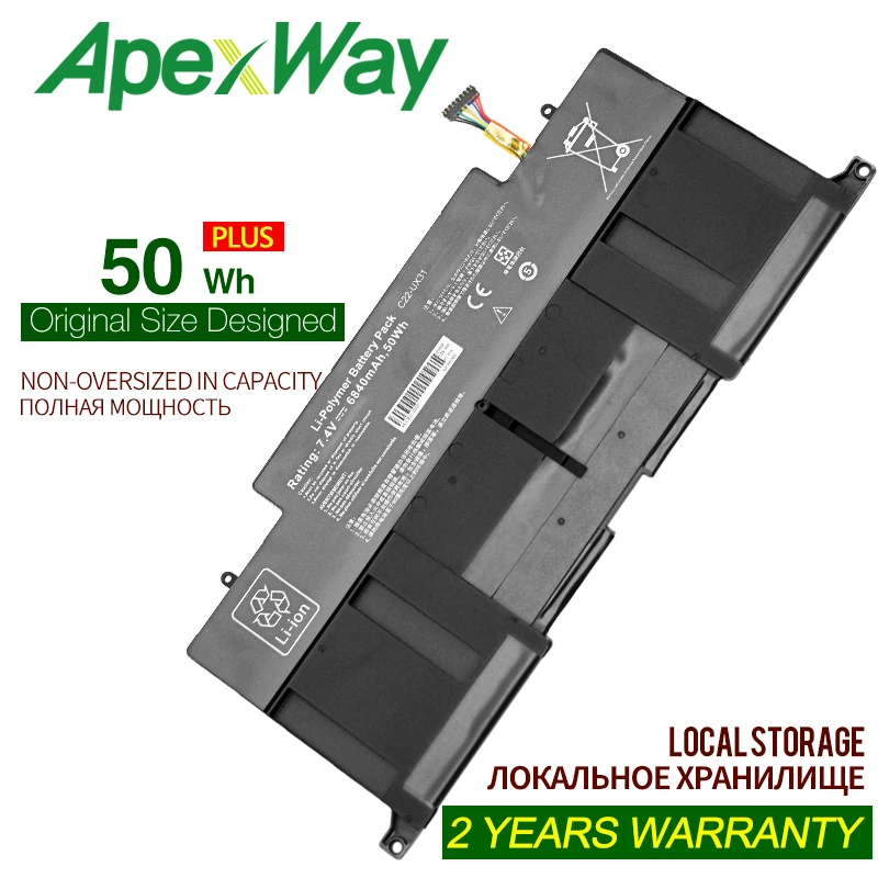 Аккумулятор ApexWay 7 4 В 50 Вт/ч для Asus серия Ultrabook ZenBook UX31A UX31E C21 UX31 UX31E|Аккумуляторы