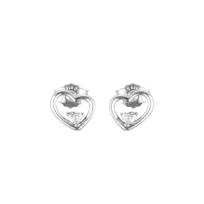 

Asymmetric Hearts Female Earrings Studs Sterling Silver Jewelry Earrings for Women Fashion Stud Earrings Girls Valentine Jewelry