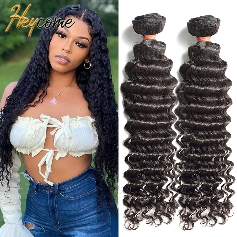 

Волнистые волосы Heycome, перуанские волнистые пряди натурального цвета, 34/36/38/40 дюймов, 100% кудрявые, для наращивания