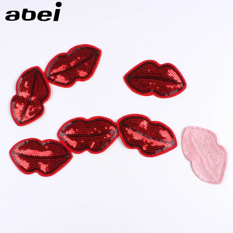 10 шт./лот нашивки с блестками для рта наклейки вышивкой на губах самостоятельного