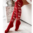 Рождественские чулки женские длинные вязаные чулки для девочек женские зимние вязаные носки до бедра выше колена носки