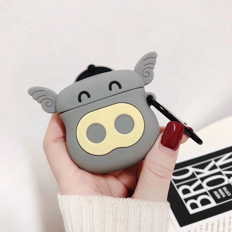 3D наушники в виде кролика чехол для Airpods 2 чехол силиконовый чехол для мыши для Apple Air pods чехол Динозавр для наушников ремешок для наушников