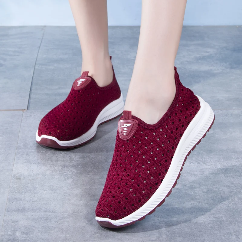 High Quality Women Sneakers Slip On Flats Shoes Casual Outdoor Walking female footwear breathable mesh shoes | Обувь