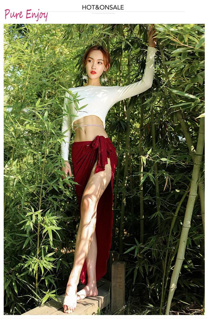 

Belly Dance Practice Clothes Autumn Women Sexy Cut out Long Dress Beginners Oriental Indian Dancing Group Training Outfits