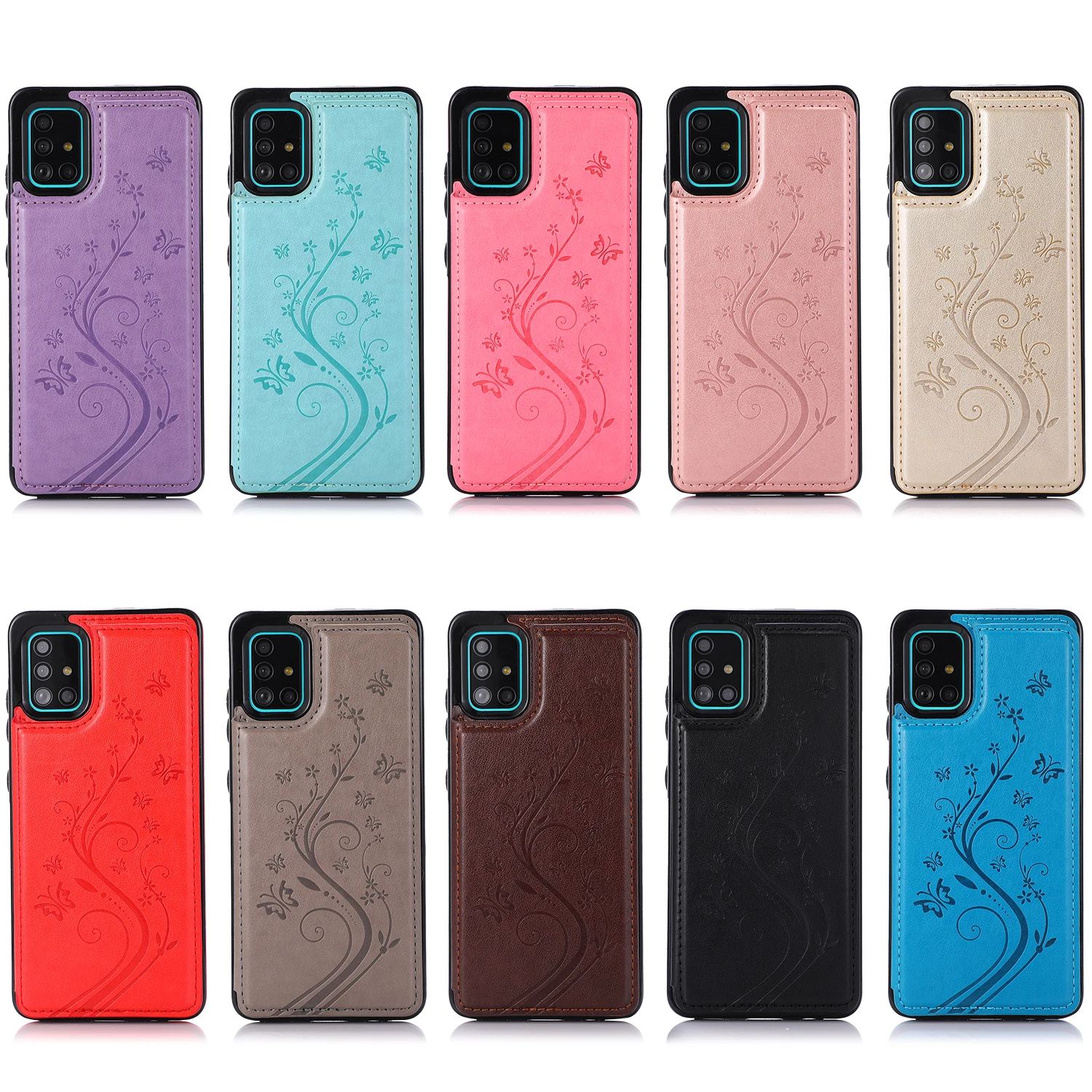 

Cases For Samsung Galaxy A51 A71 A50S A70S A20 A30 Multi Card Holder Business Wallet Case Shockproof PU Flip Leather Phone Cover