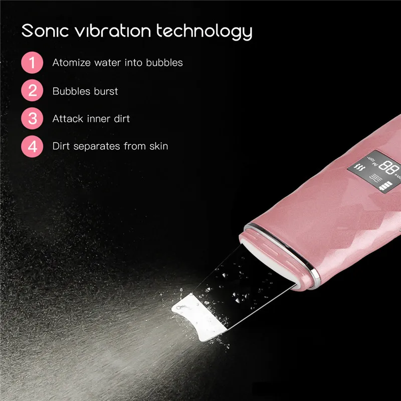 

Ultrasonic Ion Deep Cleansing Skin Scrubber Pore Cleansing Exfoliating to Blackhead Usb Charging Portable Facial Peeling Shovel