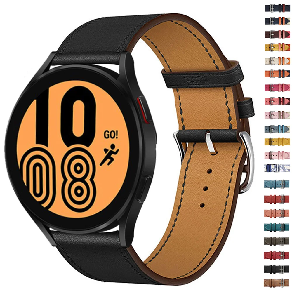 

Ремешок 20 мм для Samsung Galaxy watch 4/classic Active 2 Gear S3 amazfit, кожаный браслет, ремешок для часов Huawei, 55 мм