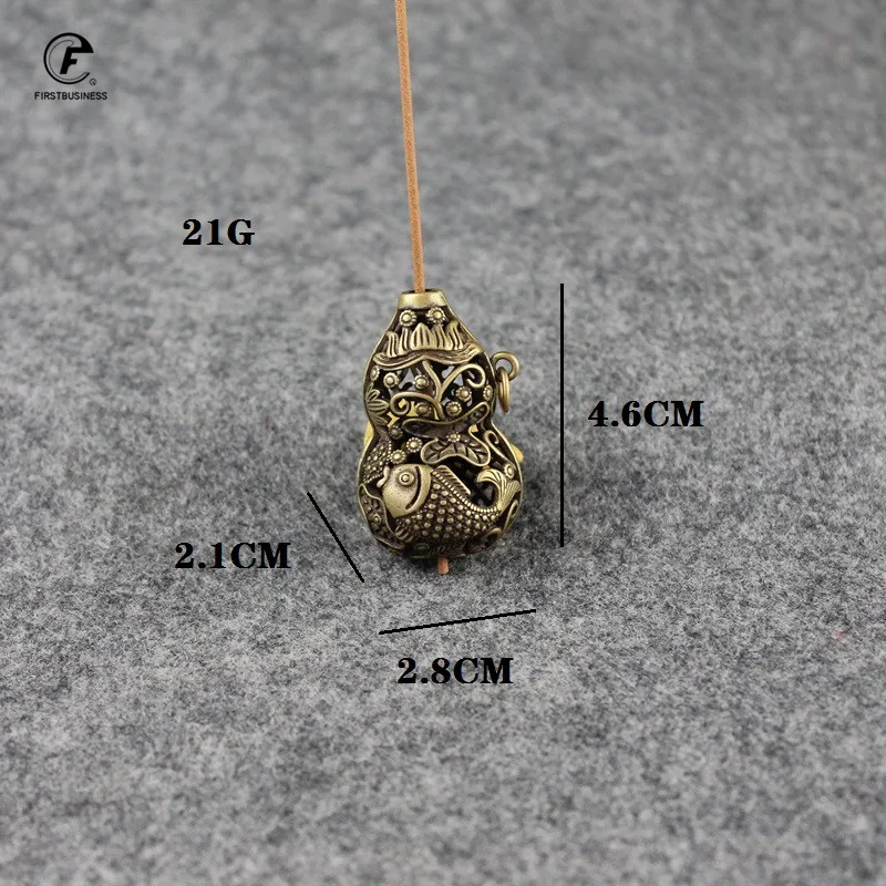 Винтажный медный выдолбленный карп в форме тыквы для благовоний вставленная