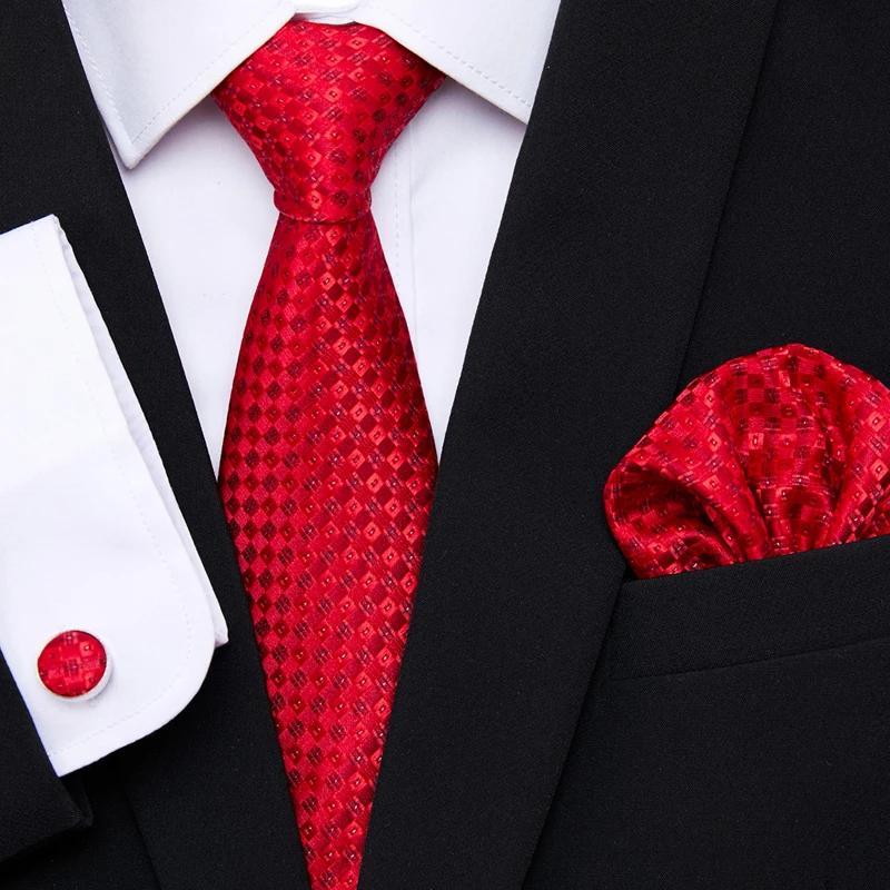 

Brand Fashion Holiday Gift Silk Tie Pocket Squares Cufflink Set Necktie Man Blue Wedding Accessories Dot Easter Day