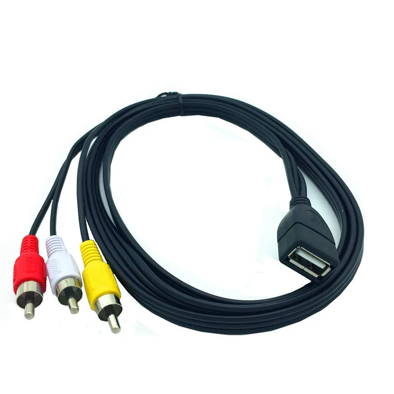 

1.5m USB A Female to 3 RCA Phono AV Cable Lead PC TV Aux Audio Video adapter
