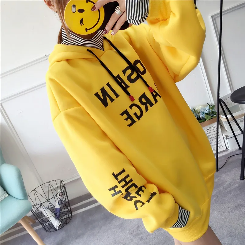 Большой бархатный теплый B Femmes свитер с капюшоном для женщин осень зима корейский