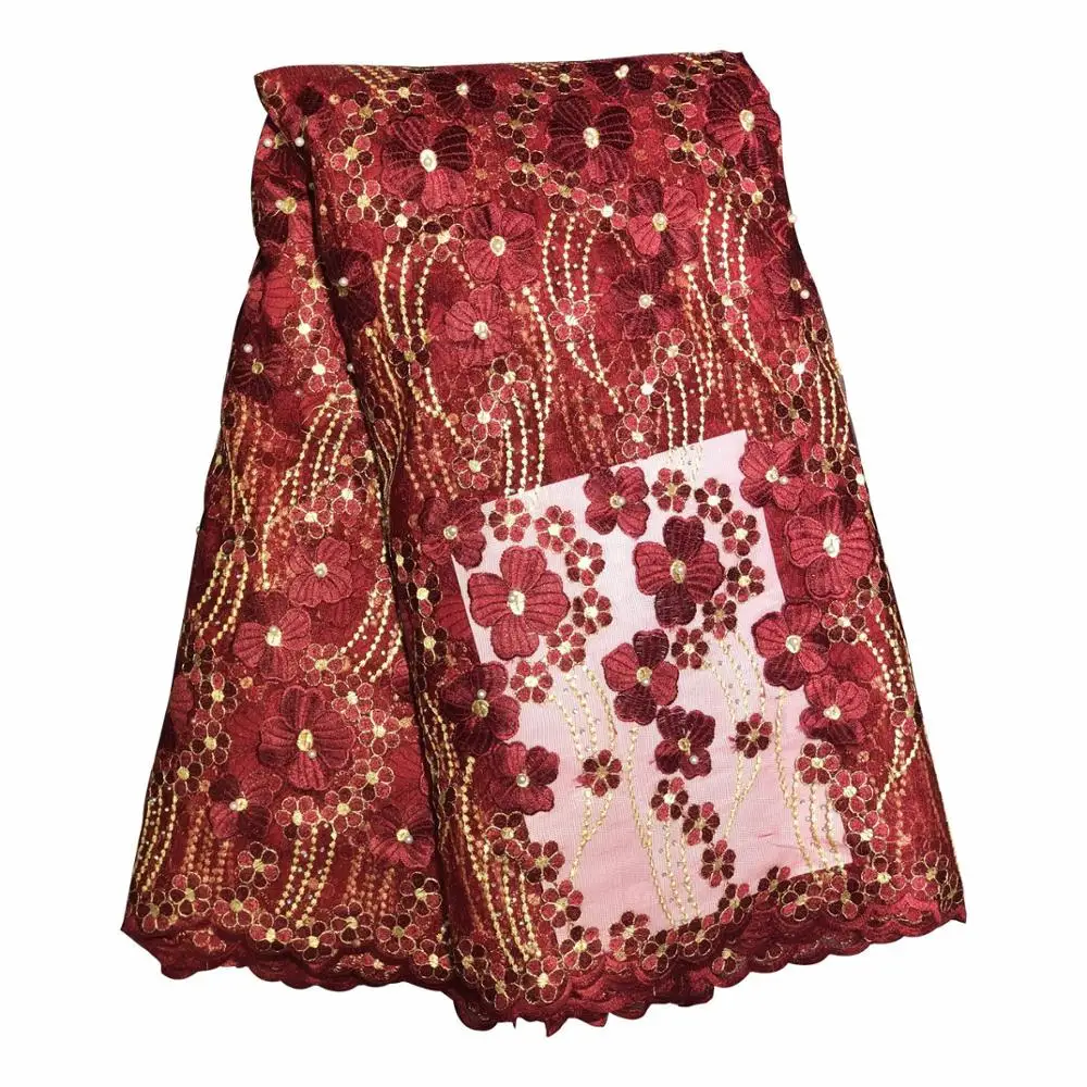 Французская кружевная ткань с бисером 2019 Высококачественная популярная