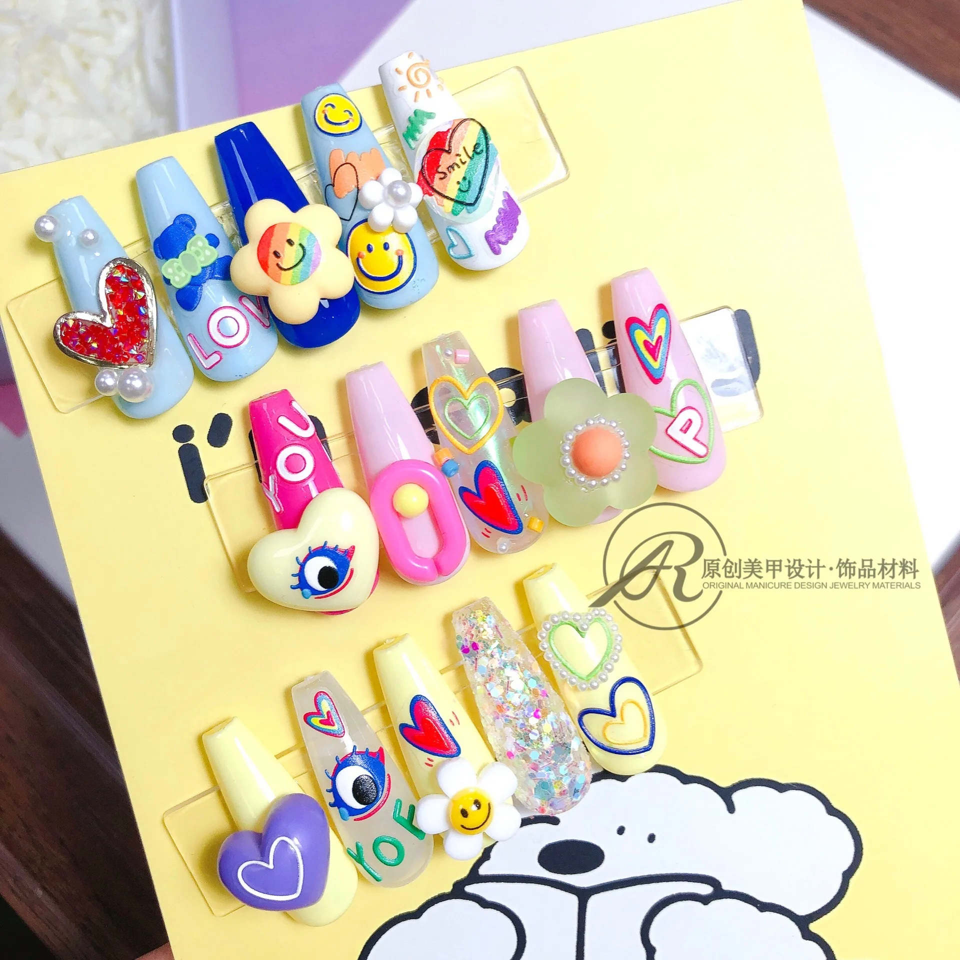 

New technology embossed three-dimensional 5D high quality nail stickers smiley love nail art decoration decals nail art design