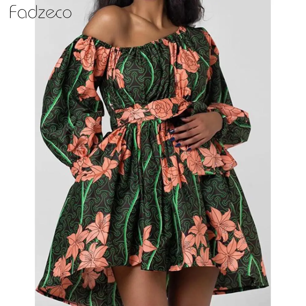 Fadzeco новые модные африканские платья для женщин наклонные плечи два носить Дашики Африканский стиль печати богатый Базен Топ Dashiki