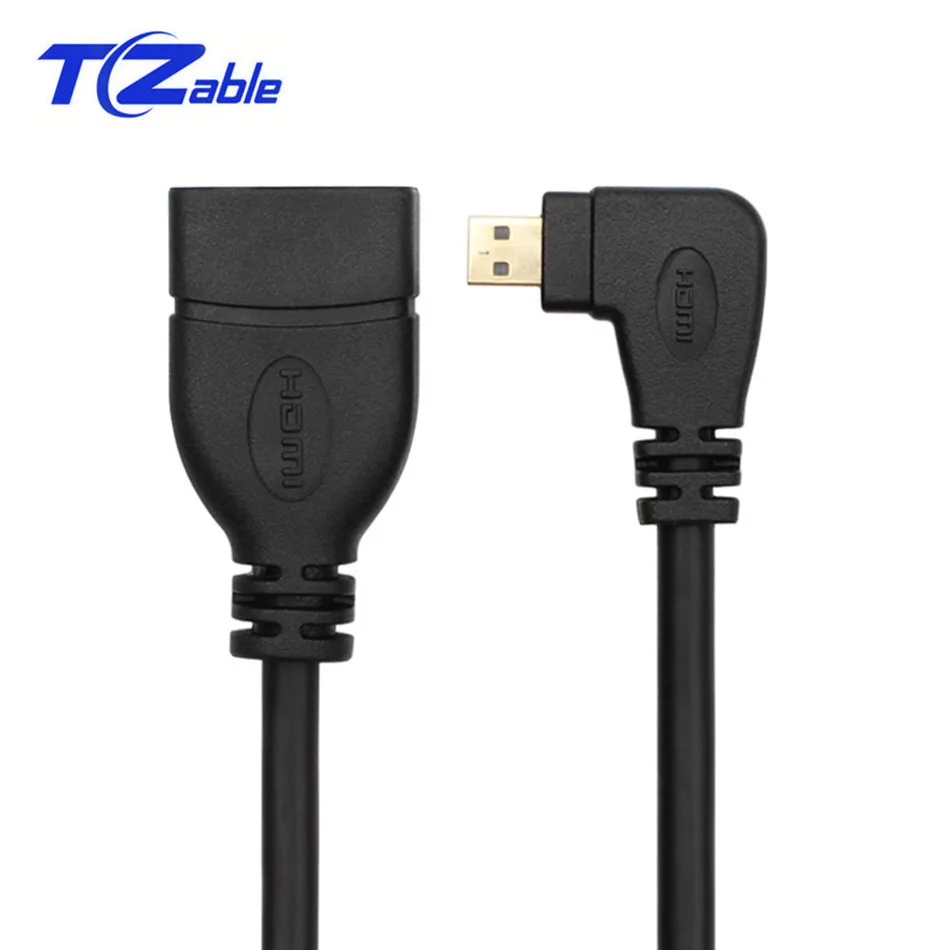 Микро HDMI к HDMI кабель адаптер «Папа-мама» 1080P 90 градусов прямоугольный преобразователь для ноутбука HDTV проектор 0,15 м