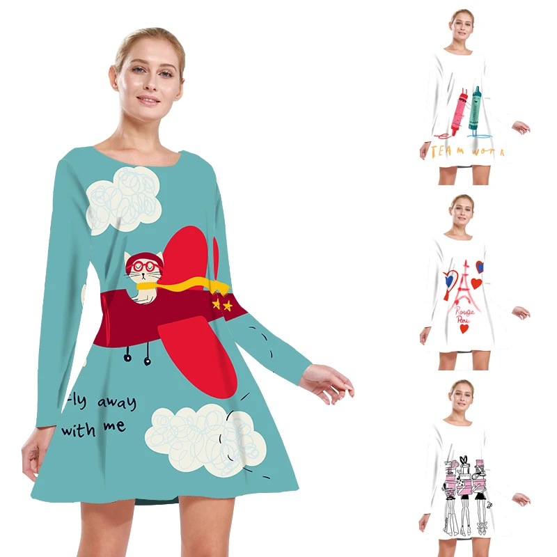 Женские платья милое платье с принтом свободная пляжная одежда без рукавов