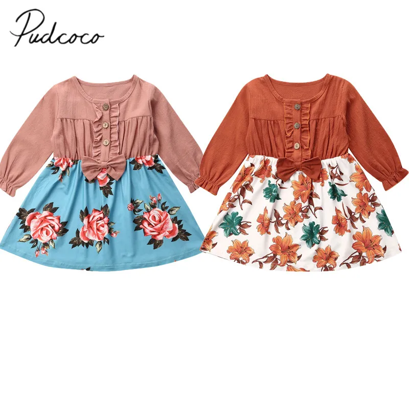 Детское демисезонное платье-пачка с длинным рукавом и бантом