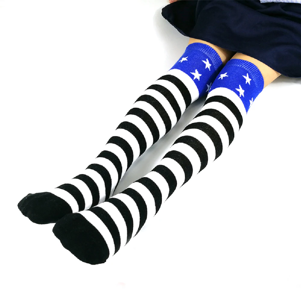 Носки до колена для девочек в стиле Харадзюку хлопковые спортивные носки полоску