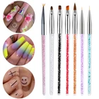 Кисть для дизайна ногтей с кристаллами и бриллиантами, для рисования цветов, ручка для рисования, гель-лака, карандаш, акриловые кисти, инструменты для маникюра