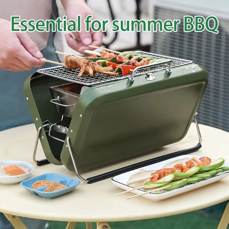 

Folding Barbecue Portable Suitcase Barbecue Picnic Barbecue Charcoal Barbecue Stainless Steel Camping BBQ for Travelling