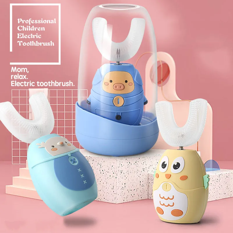 U 360 градусов детское Ультразвуковая электрическая зубная щетка для зубных щеток