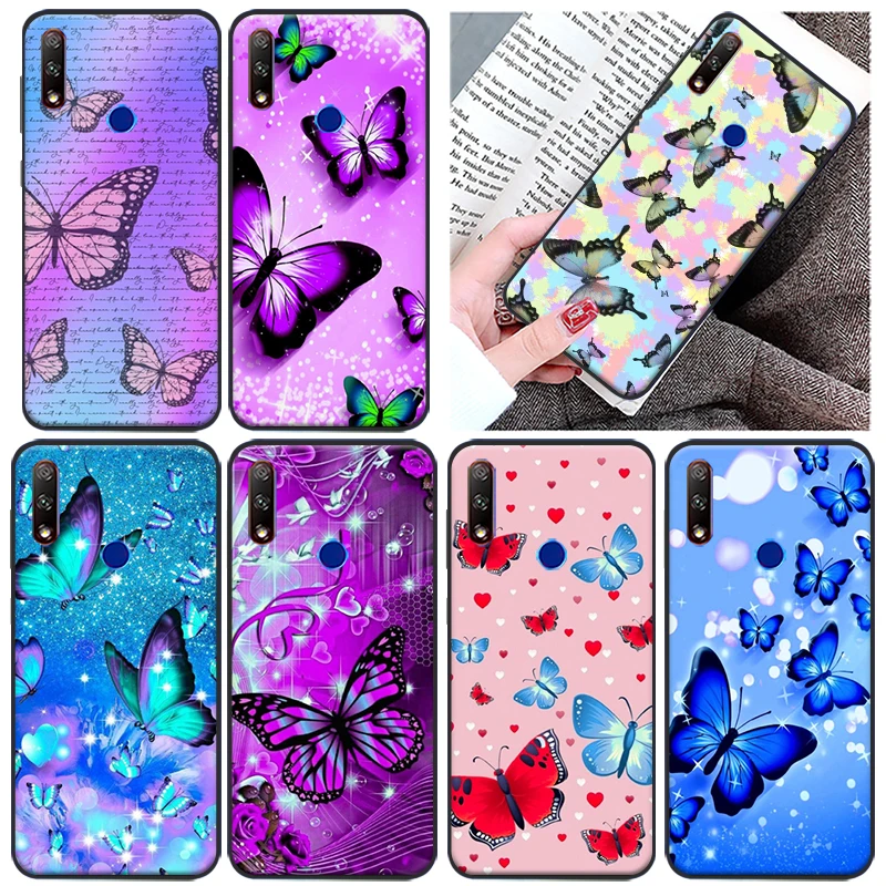 

Blue Butterfly Phone Case For Huawei Honor 9 9X V9 Lite 10i V10 10 10X 8X 8C 7X Flash Butterfly Carcasa Funda Soft TPU