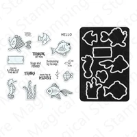 new arrival marine life fish clear stamps and metal cutting dies stencils for diy decoration making greeting card scrapbooking