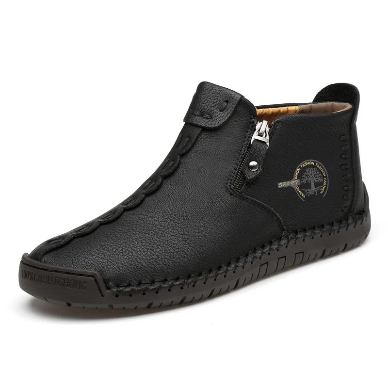 

2021 winter new leather shoes men's high-top men's shoes men's casual sewing shoes new leather shoes men's fashion