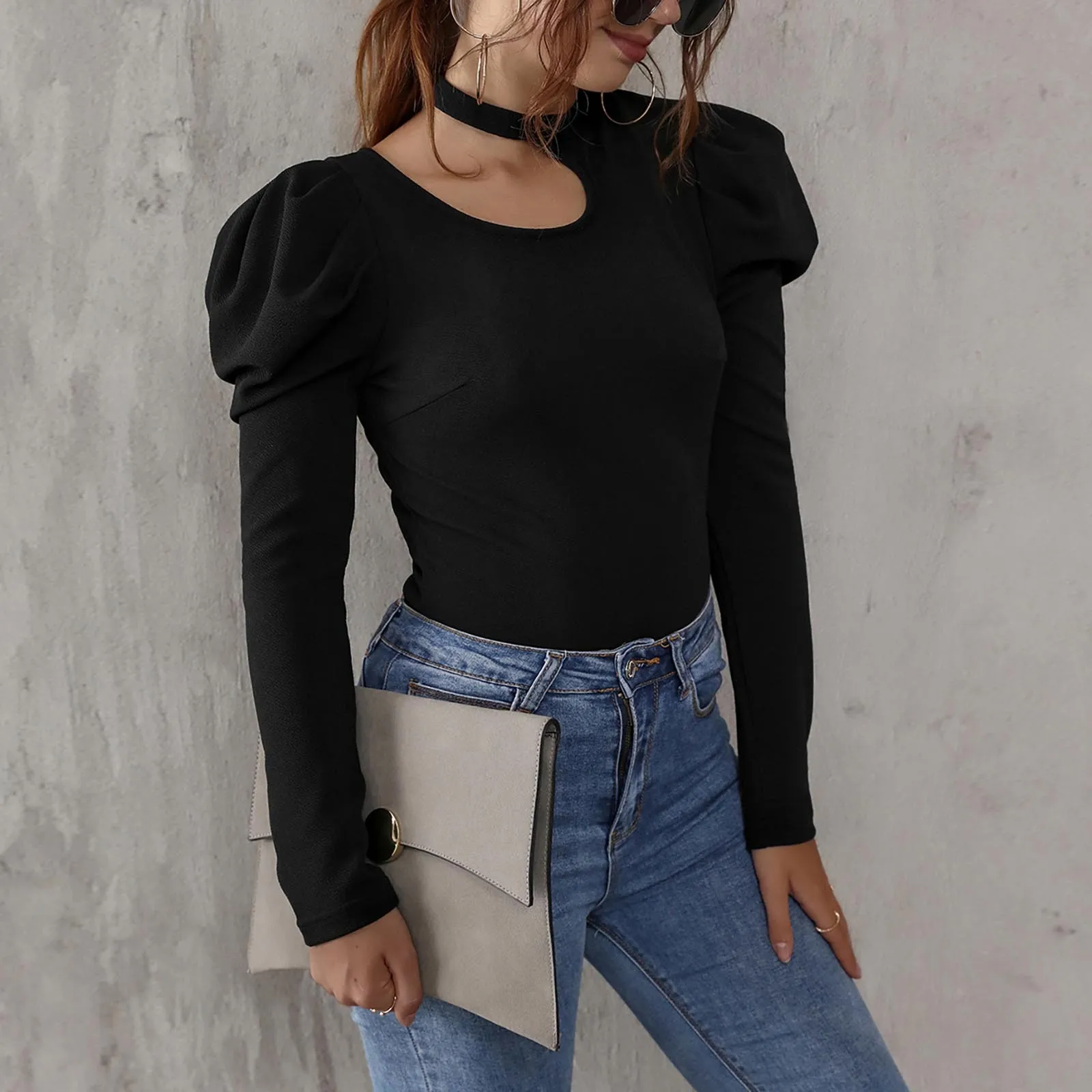 Женские пикантные футболки 35 # модная повседневная облегающая футболка с круглым