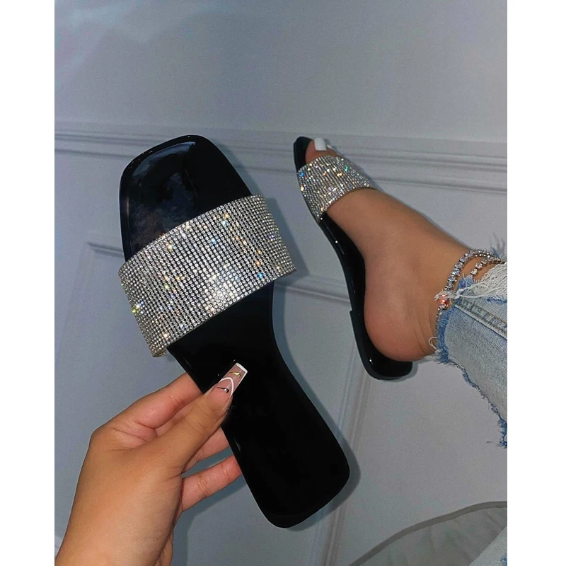 

Summer New Style Women's Shoes Fashion Rhinestone Sandals Open Toe Outdoor Leisure Slippers Plus Size 43