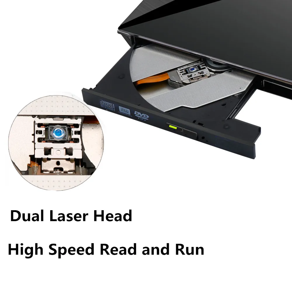 KuWFi Внешний USB3.0 привод CD DVD Usb Оптический RW писатель CD/DVD Rom плеер горелка для