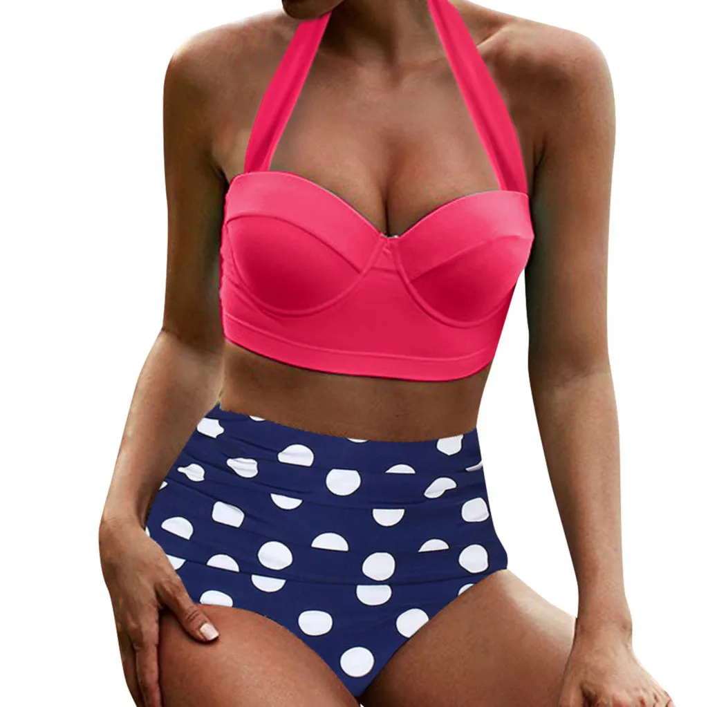Женский бикини с высокой талией женский купальник в стиле ретро Beachewear комплект