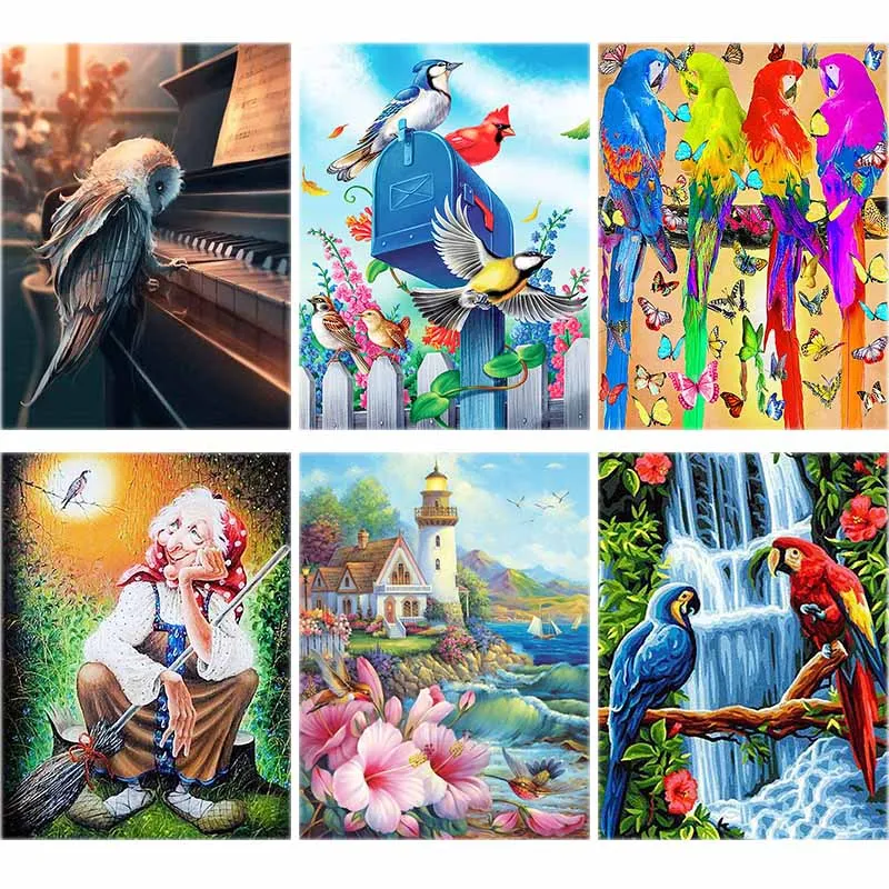 

Full 5d Diy Diamond Painting Bird Animal Diamant Painting Parrot View Diamond Embroidery Cartoon Crystal Home Decor Kid Gift A94