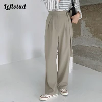 draping lace suit pants 2022 spring new korean fashion ins trendy niche design solid color high waist wide leg casual pants