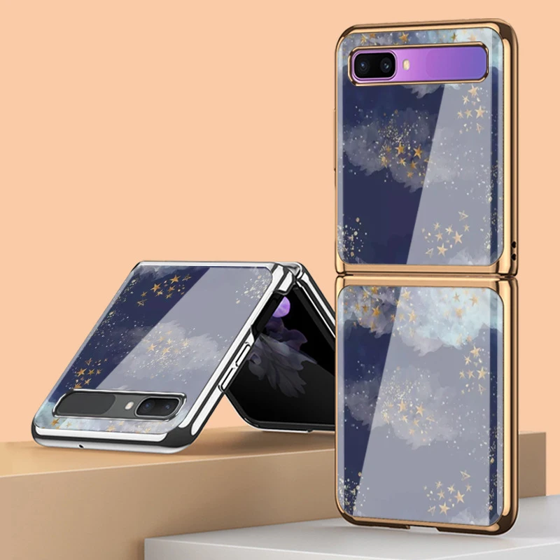 Чехол-книжка Z Flip 3 для Samsung Galaxy Fold чехол из закаленного стекла темно-синего цвета с