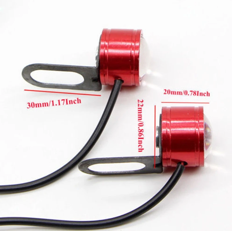 

Motorcycle Rearview Mirror Eagle Eye Flash Strobe 3LED Motorcycle Signal Light DRL White/Red Night Safety Signal Lights