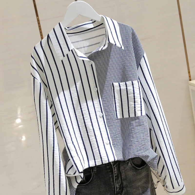 

Short Sleeve Striped Shirt Women Fashion 2021 Summer Top Plus size 4XL Casual Blouse