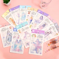 4pcs kawaii cute washi tape diy label stickers twelve constellations series hand account decoration adhesive paper stationery