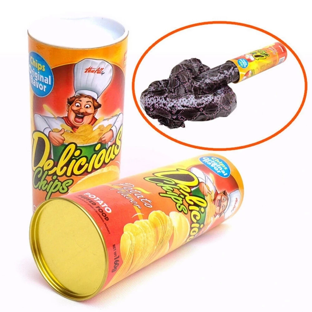 

Potato Chips Can Jump Spring Snake Toy Gift April Fool's Day Halloween Party Decoration Joke Prank Funny Student Oke Horror Toys