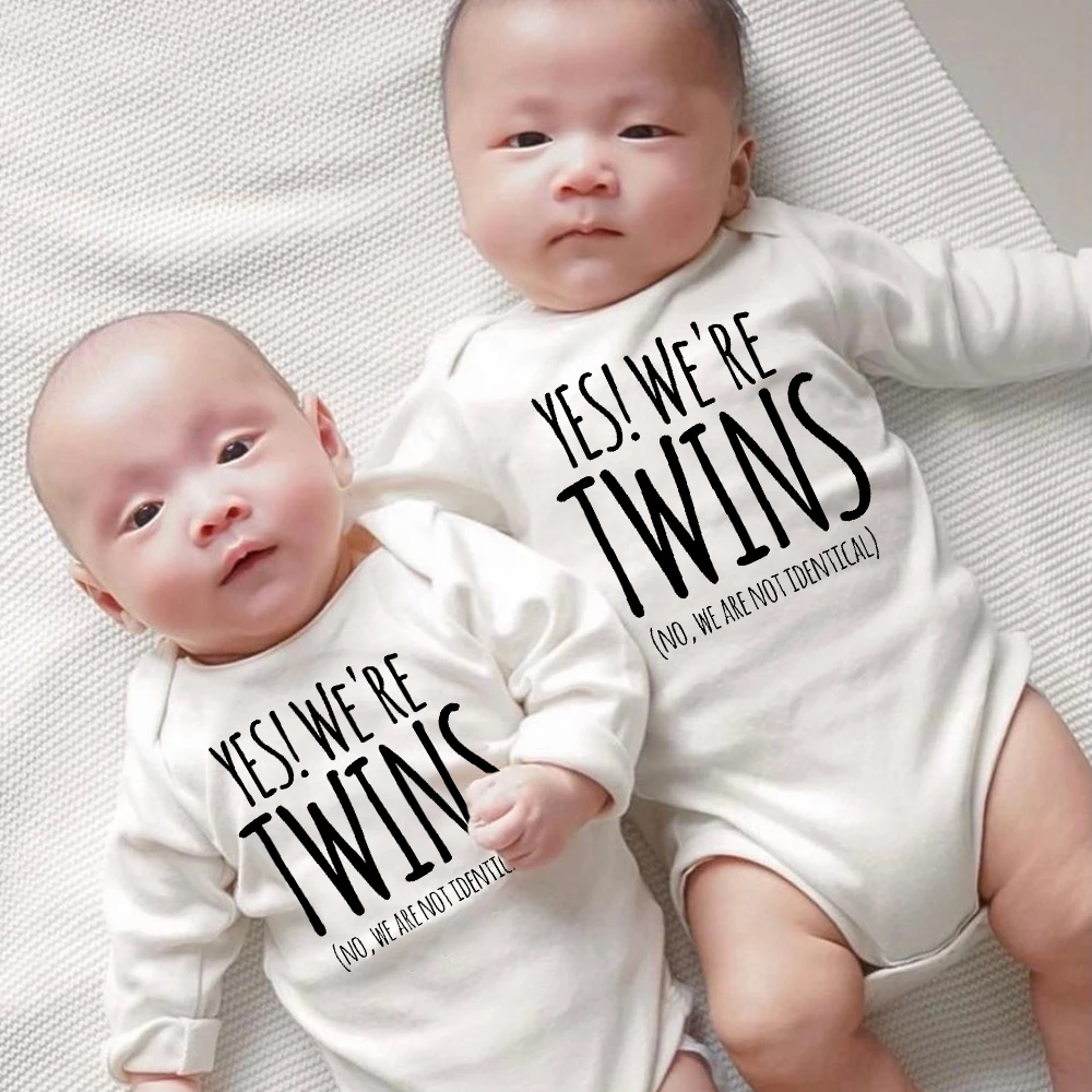 

Yes We Are Twins Newborn Infant Bodysuits Funny Letter Baby Toddler Long Sleeve Jumpsuits Boys Girls Crawling Clothes Playsuits