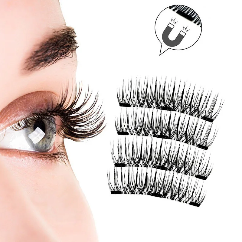 New Pattern 3D Magnet False Eyelashes Magnetic Avoid Rubber High-end Sharpening 24p European Make Up Three Eyelash | Красота и