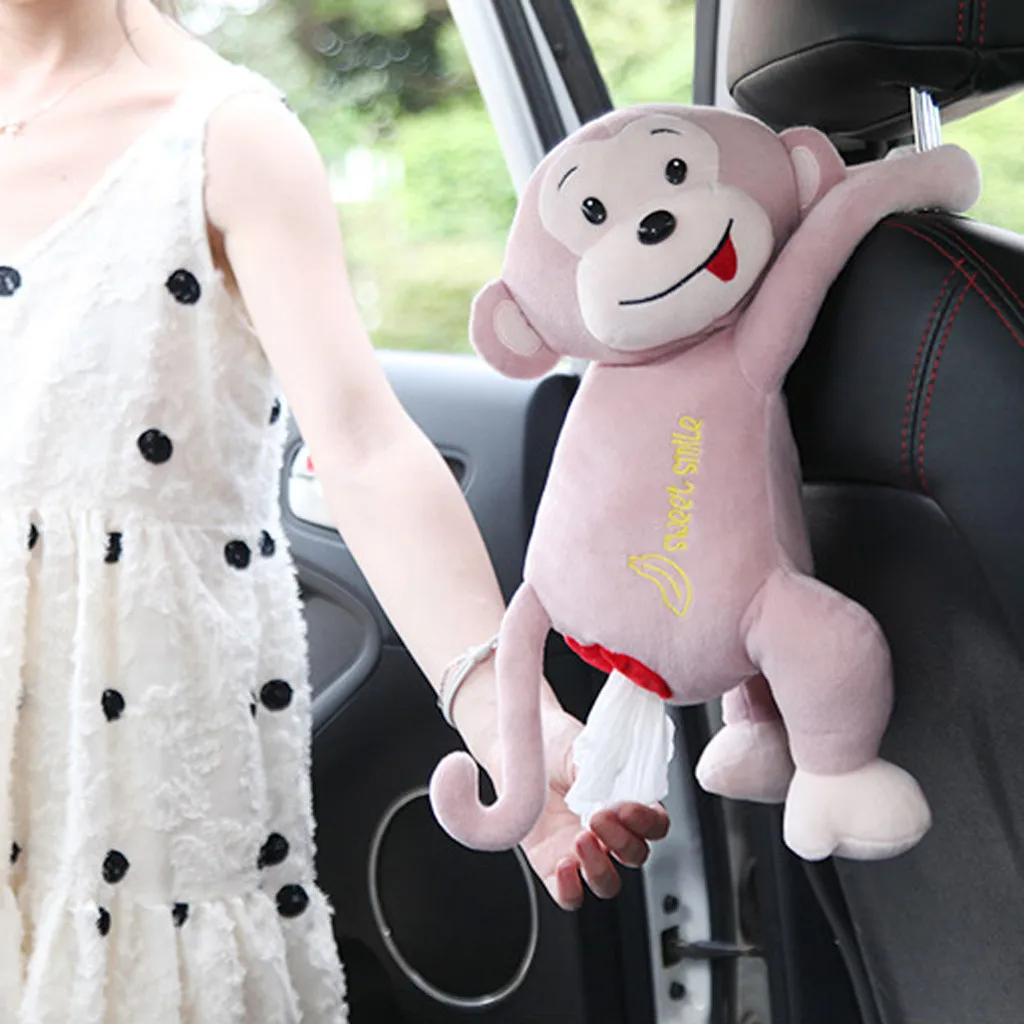 Мультяшная коробка для салфеток с изображением животных обезьяны автомобильная