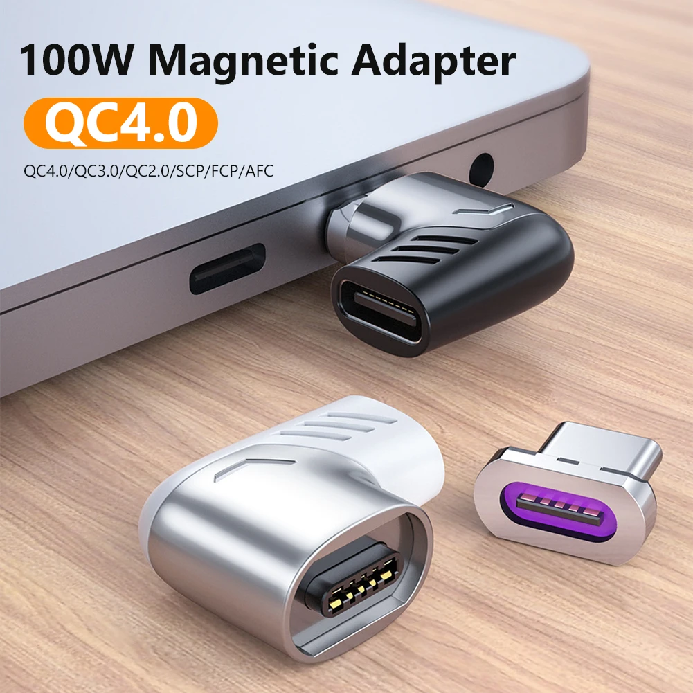 

Прямоугольный разъем 480 Мбит/с PD 100 Вт USB C гнездо на Type-C L-образный Магнитный адаптер Быстрая зарядка преобразователь данных для Macbook
