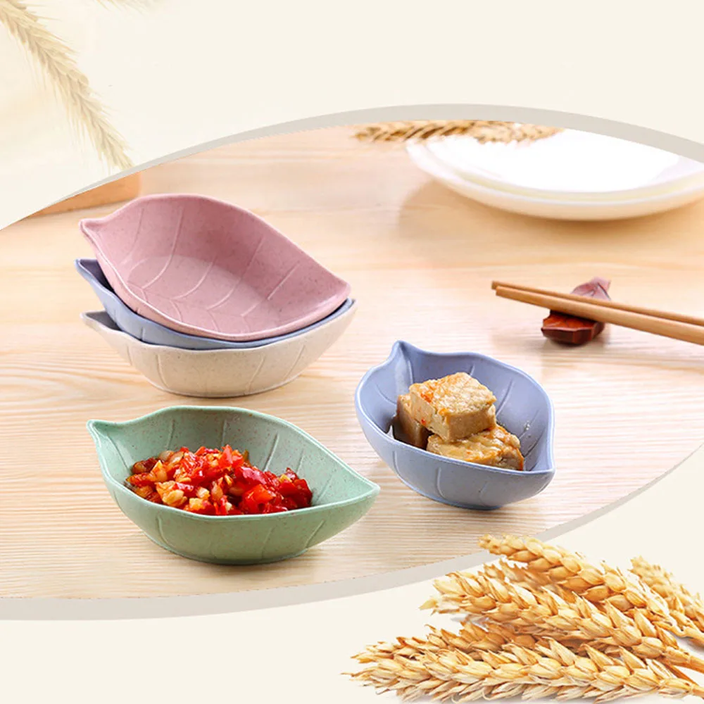 Фотография в форме листьев поддоны пшеничная солома фоточаша для уксуса васаби