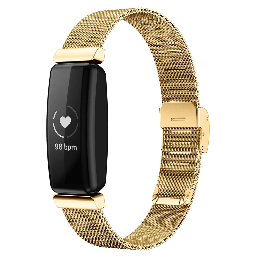 wristband strap for fitbit inspire 2 smartwatch stainless steel mesh band replacement strap with buckle bracelet accessories free global shipping