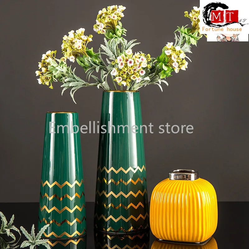 

Nordic Light luxury fashion ceramic flower vase ornaments ins home interior living room desktop flower arrangement decoration