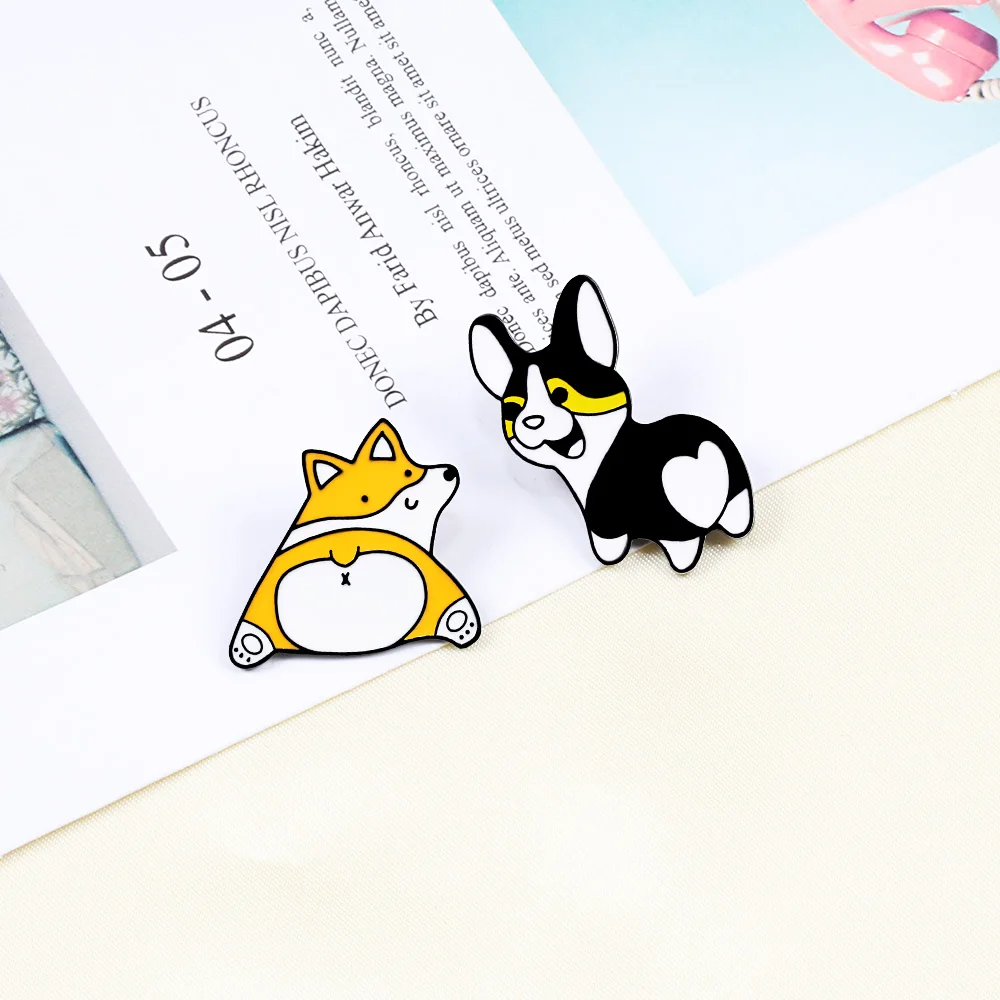 2 ~ 4 шт./компл. эмалированная булавка в виде животного корги панды кролика рыбы