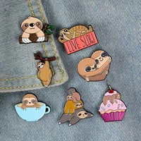 cute animal sloth cake brooch bag clothes backpack lapel enamel pin badges cartoon jewelry gifts for friends women student