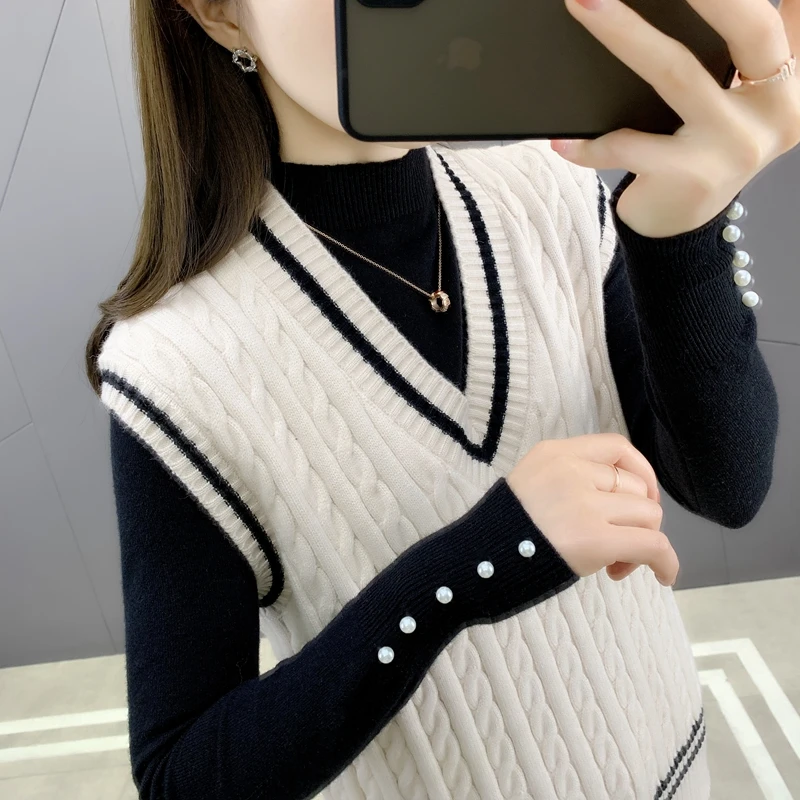 19885 пленка полосатый комплект с v образным вырезом твист Вязанный свитер жилет 36| |